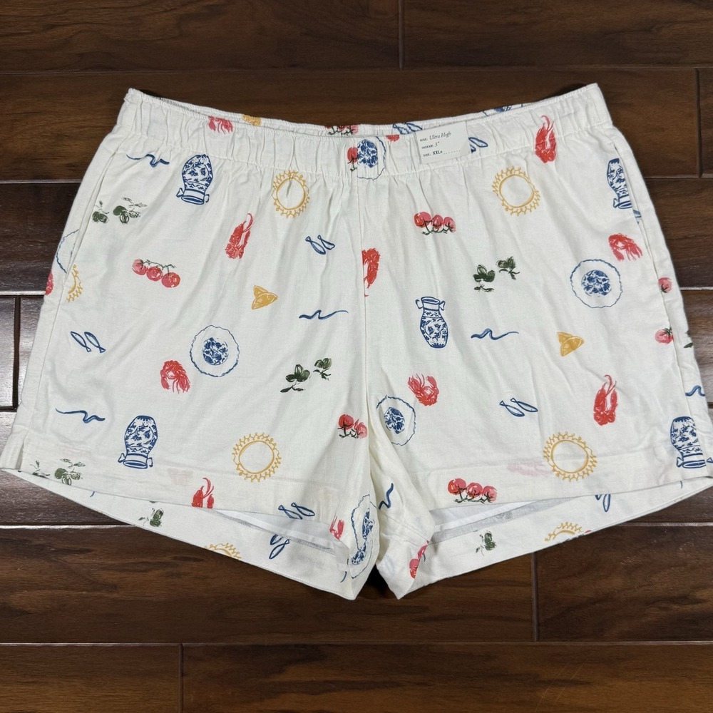 Abercrombie & Fitch Women's Size XXL Ultra High Linen Blend 3" Pull On Shorts